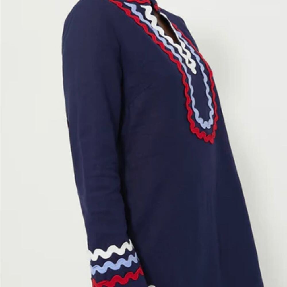 Sail to Sable Navy Red White & Blue Long Sleeve Classic Tunic Dress Size 10 EUC - Picture 3 of 13